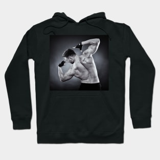 Athletic man doing bodybuilding moves Hoodie